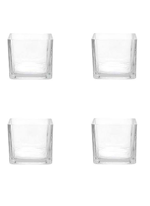 4-Piece Cubic Transparent Vase Set Clear 8 x 8centimeter