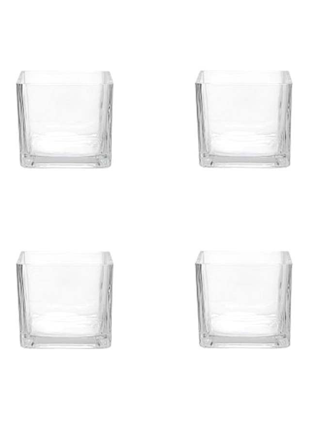 4-Piece Cubic Transparent Vase Set Clear 8 x 8centimeter  - Image 1