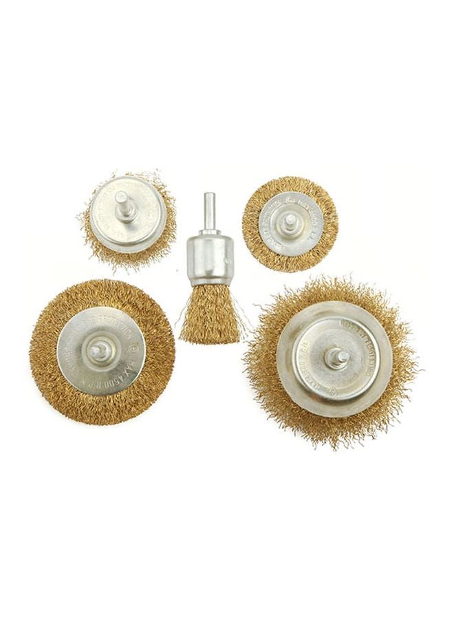 WOKIN 5-Piece Wire Brushes Set Brown/Silver Wire End Brushes With Shank (1 inch), Circular Grinding Wire Brush With Shank (2 inch, 3 inch), Cup Brush With Shank (2 inch, 3 inch) 