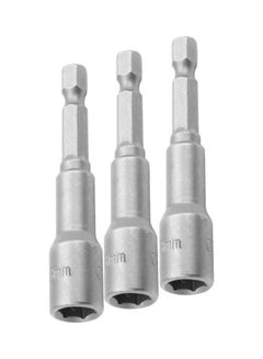 WOKIN 3-Piece Magnetic Hex Socket Spanner Nut Driver Adapter Drill Bits Grey 