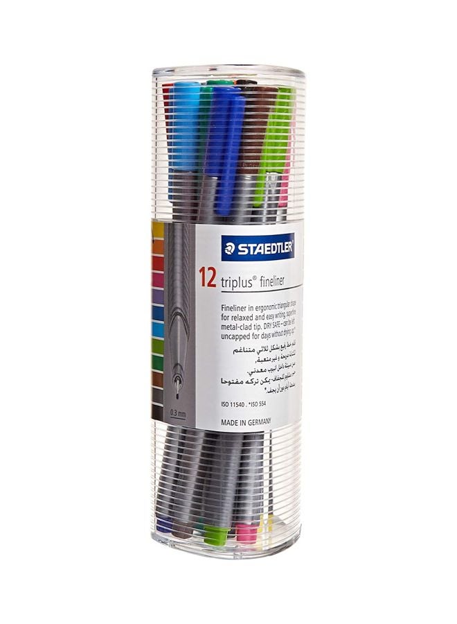 STAEDTLER Pack Of 12 Triplus Fineliner Pen Multicolour - Image 1