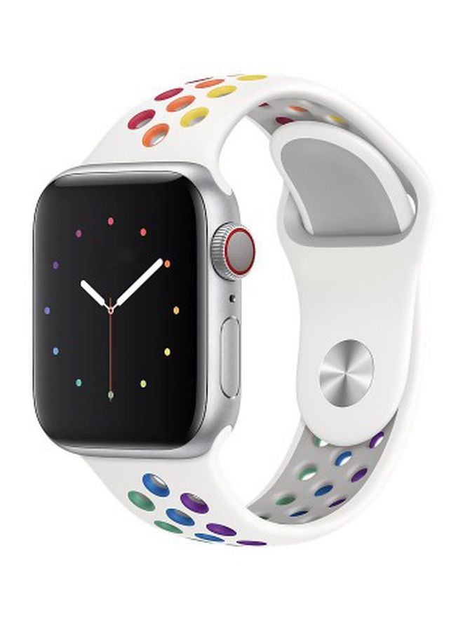 MARGOUN - Replacement Band For Apple Watch 44mm White/Green/ Yellow - Image 1