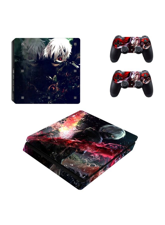 Beauenty 4-Piece Cartoon Printed Console And Controller Stickers Set For Sony PlayStation 4 Slim - Image 1