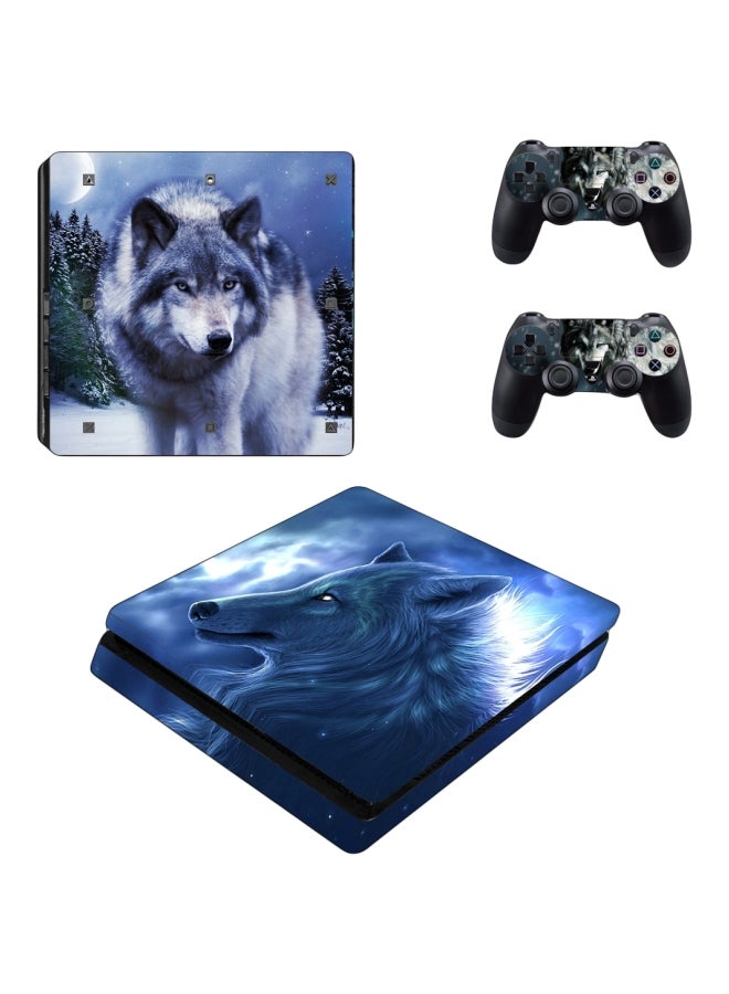Beauenty 4-Piece Wolf Printed Console And Controller Sticker For PlayStation 4 Slim - Image 1