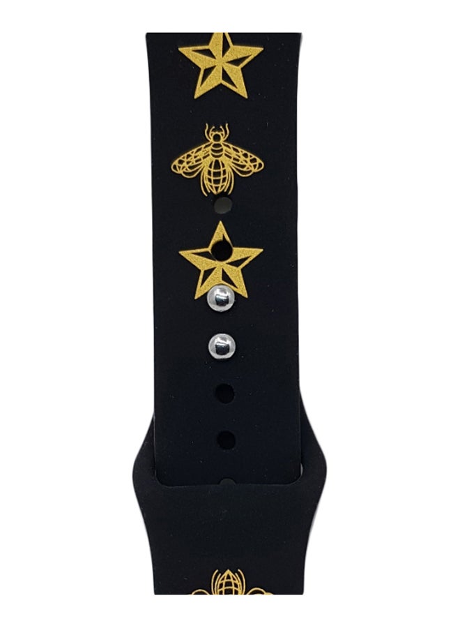 موكوم سوار بديل مناسب للساعة الذكية أبل سيريس 5/4/3/2/1 أسود/ذهبي - Image 1