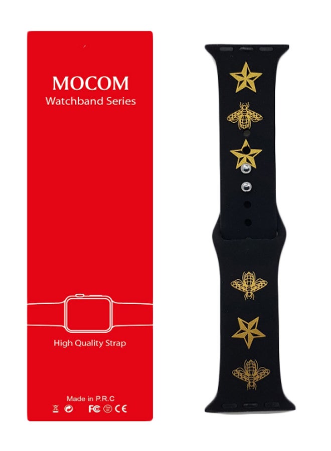 موكوم سوار بديل مناسب للساعة الذكية أبل سيريس 5/4/3/2/1 أسود/ذهبي - Image 2