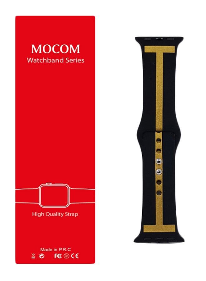 موكوم سوار بديل مناسب للساعة الذكية أبل سيريس 5/4/3/2/1 أسود/ذهبي - Image 2