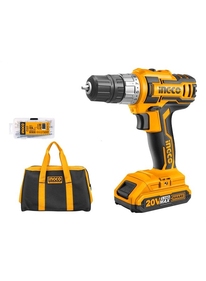 INGCO Lithium-Ion Cordless Drill Kit Orange/Black/Silver 