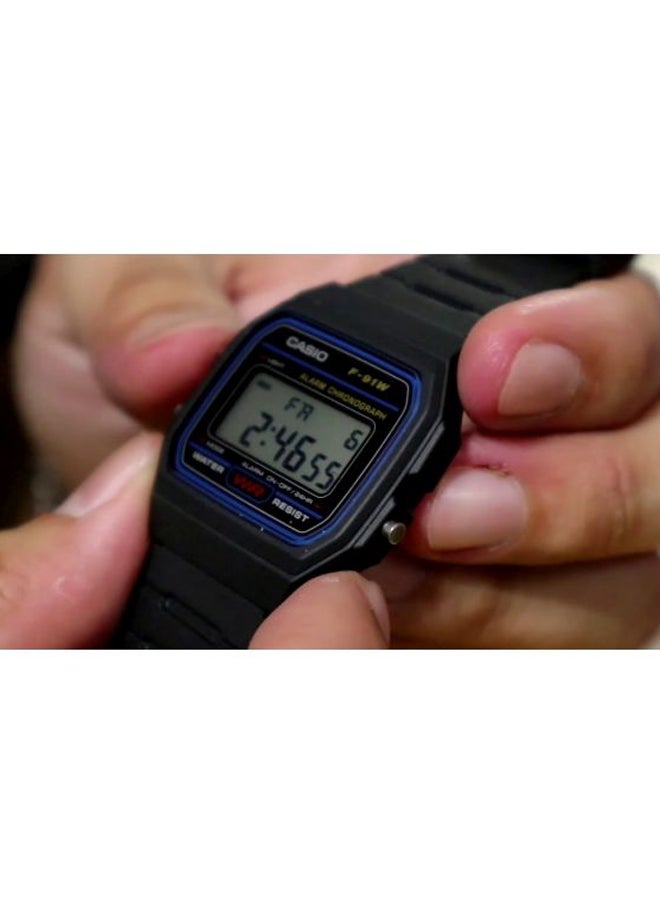 كاسيو ساعة يد رقمية كلاسيكية طراز F-91W-1SDG - 35 مم - أسود للرجال - Image 4