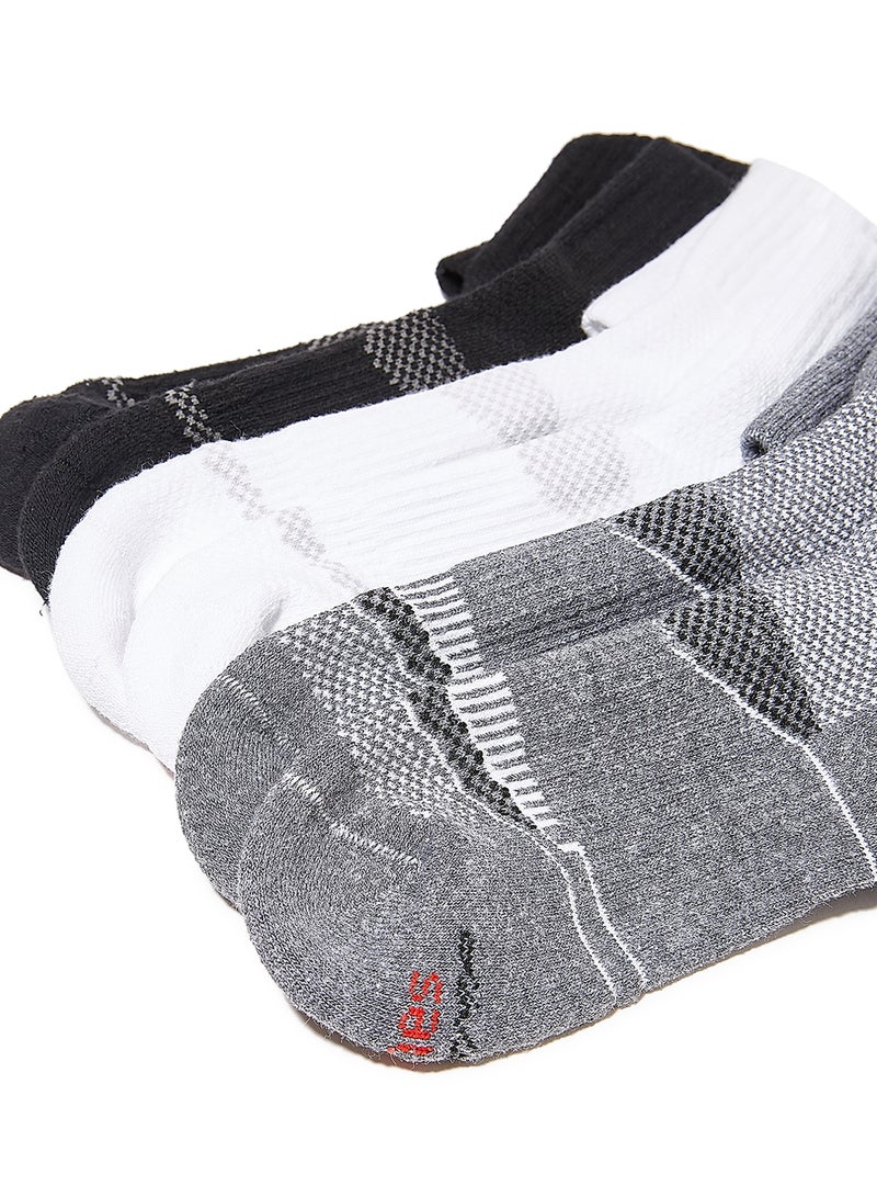 Hanes 3 Pair Ankle Accent Design Socks White/Black/Grey - Image 2