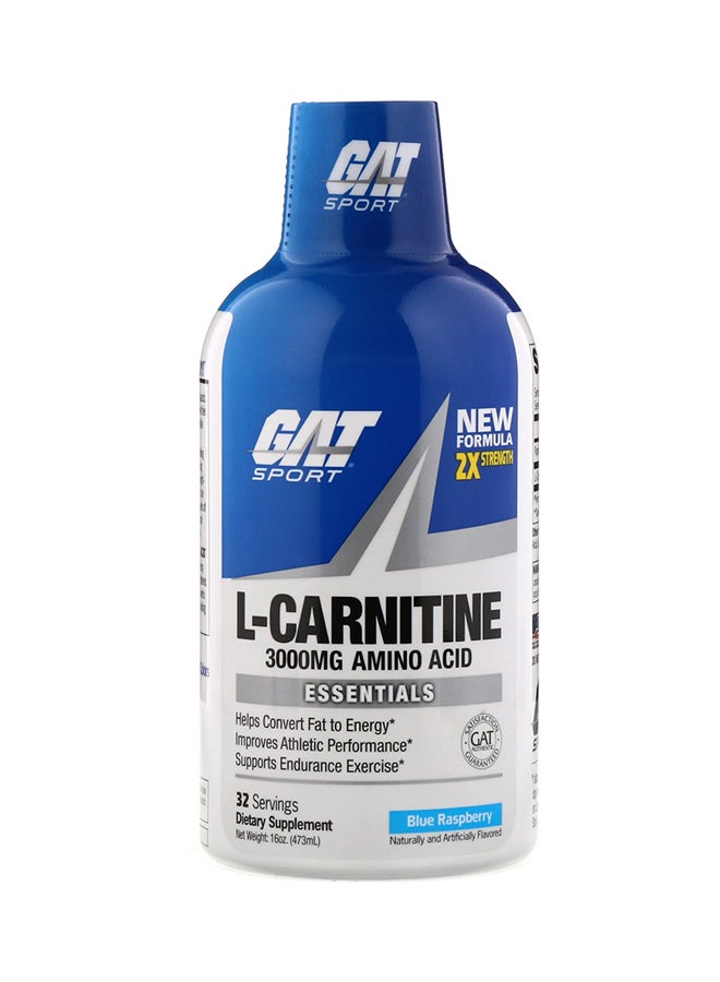 GAT L-Carnitine 3000mg Amino Acid Blue Raspberry Flavor Dietary Supplement - Image 1
