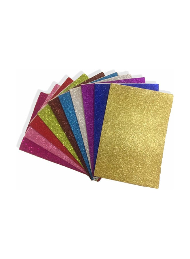 10-Piece Self-Adhesive Foam Glitter Sheet Set Multicolour - Image 1