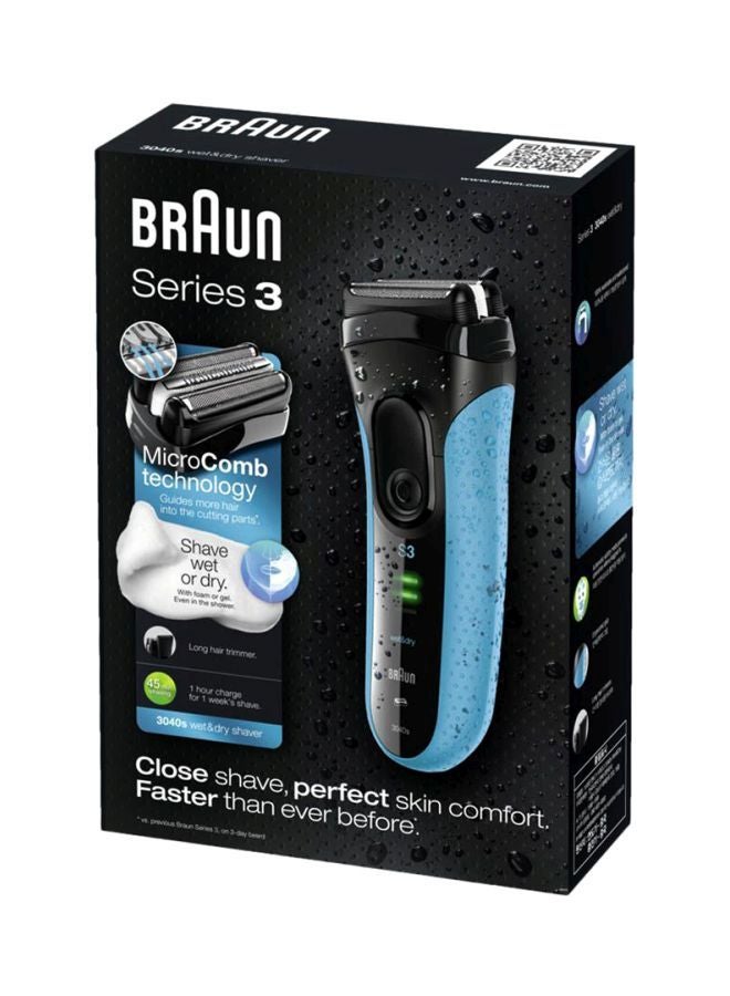 BRAUN Rechargeable Wet And Dry Shaver Black/Blue 15.5x5.7x22.2cm - Image 4