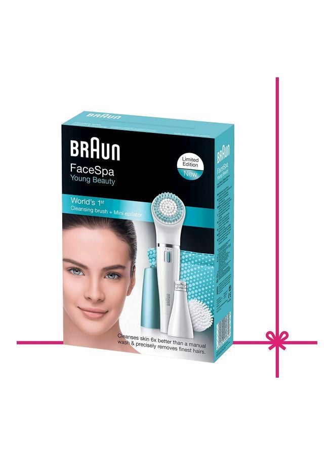 براون فرشاة لتنظيف الوجه مع أداة لإزالة الشعر أبيض/أزرق - Image 4