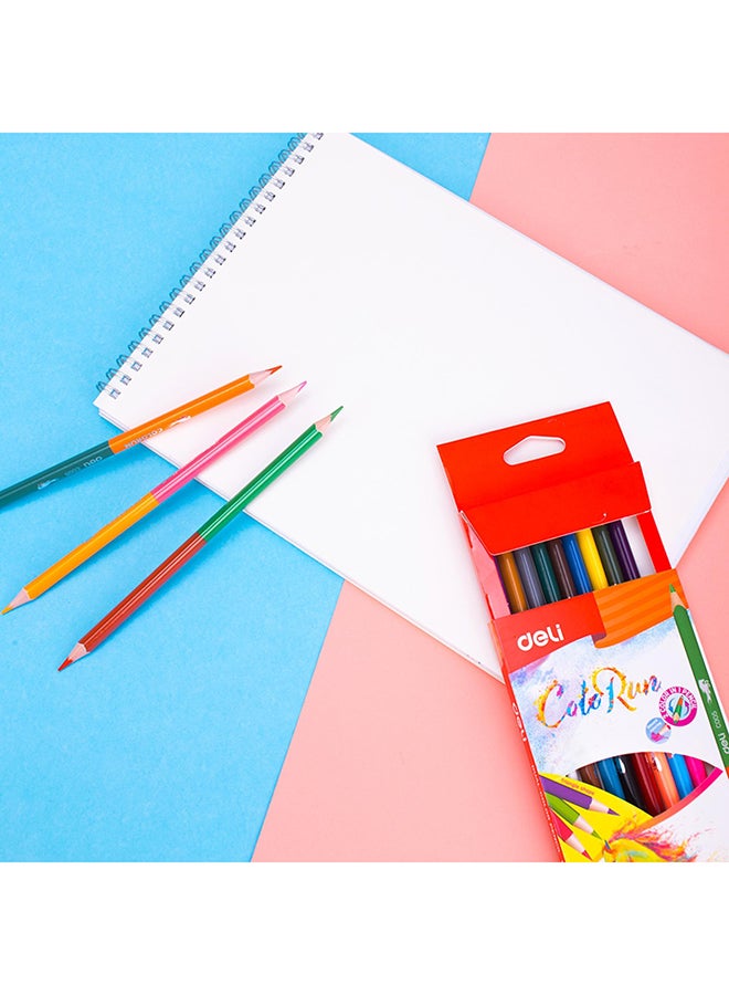 Deli 12-Piece Twin Tip Coloring Pencil Set Multicolour - Image 2