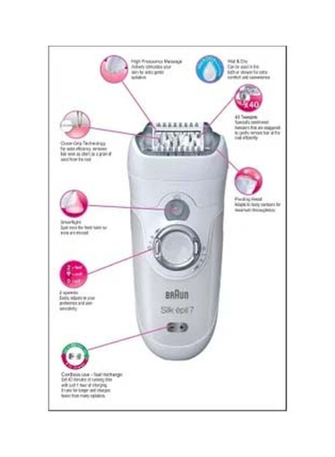 Silk-épil 7 7-561 Wet & Dry Cordless Epilator White/Silver