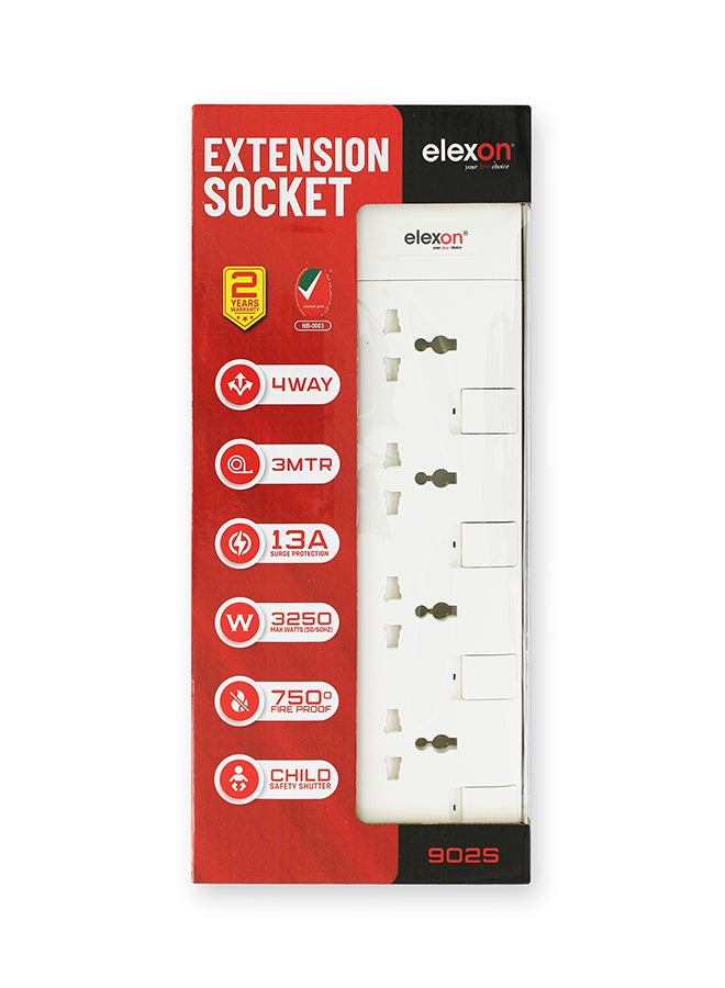 elexon - 4-Way Alexon Power Bar Multicolour 2meter - Image 1