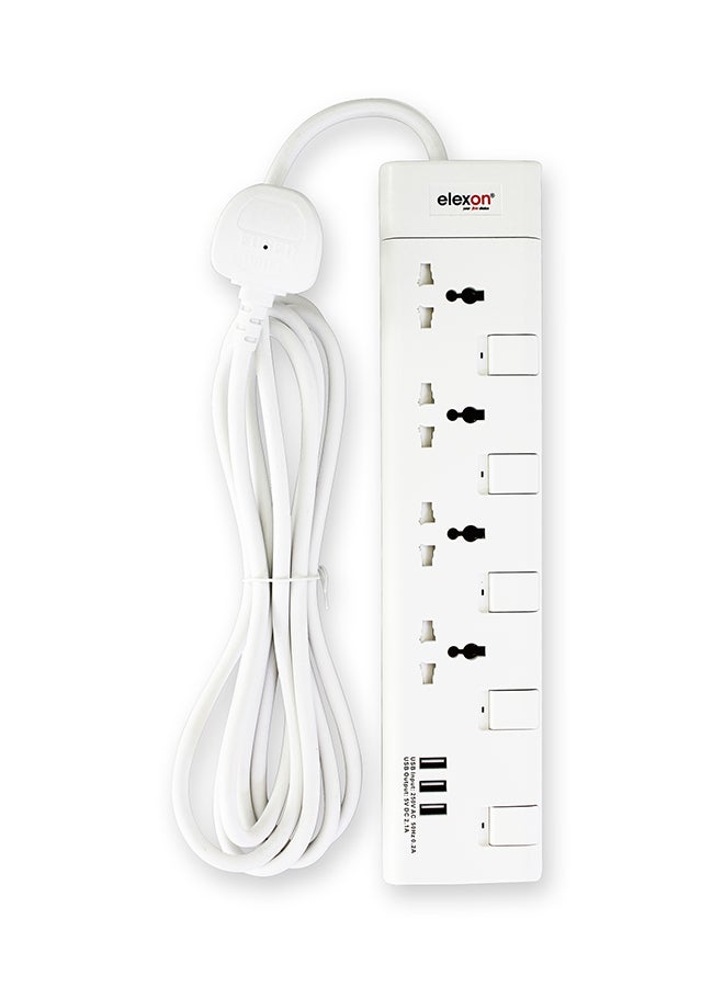 إليكسون - محول 4 في 1 يحتوي على منفذي USB ومقبس طاقة متعدد الألوان 2.0متر - Image 1