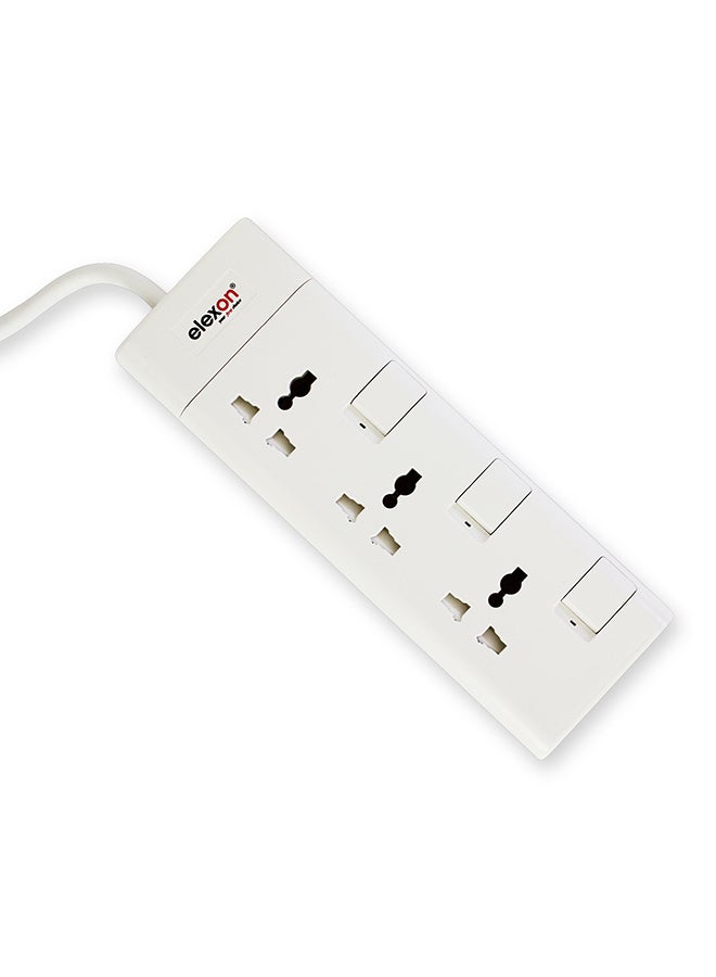 elexon - 3-Way Power Extension Socket Adapter White 2meter - Image 1