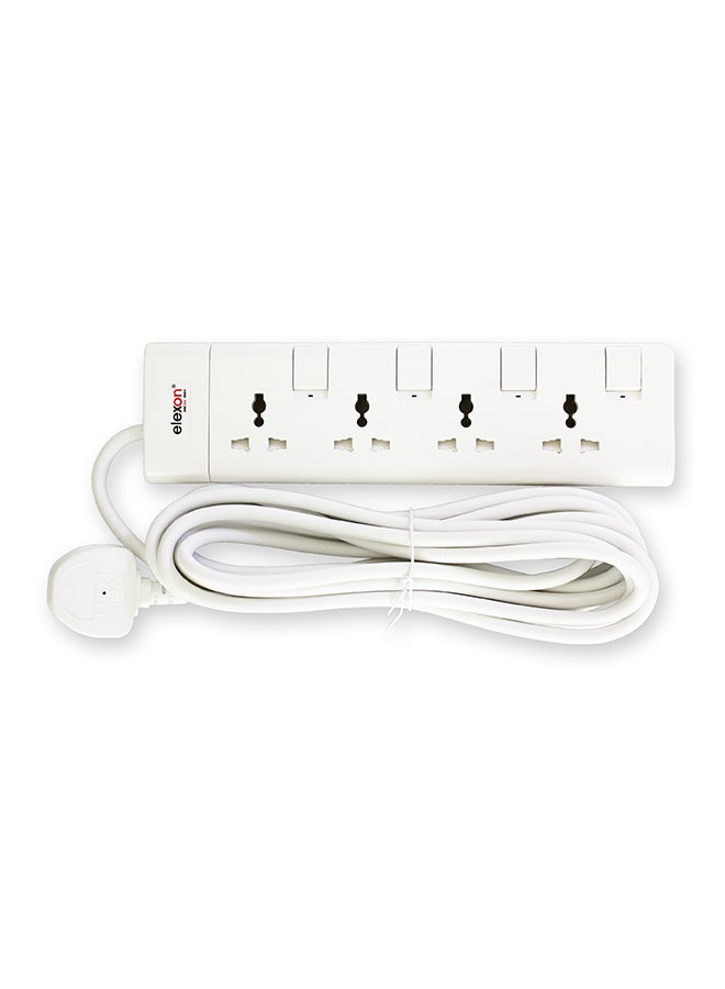 elexon - 4-Way Power Extension Socket Adapter White 5meter - Image 1