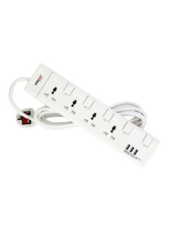 محول 4 في 1 يحتوي على منفذي USB ومقبس طاقة متعدد الألوان 2.0متر