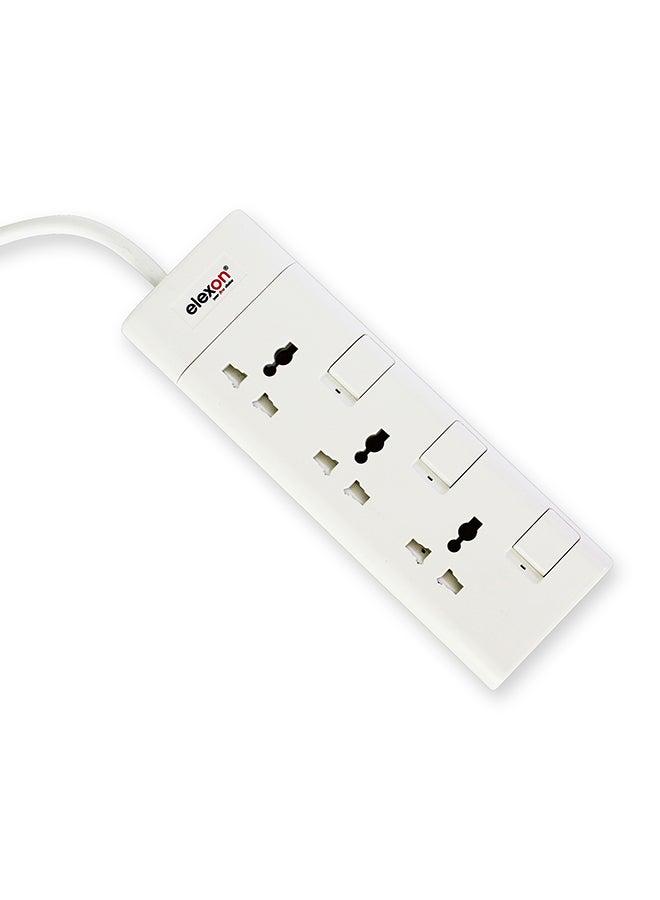 elexon - 3-Way Power Extension Socket Adapter White 4meter - Image 1