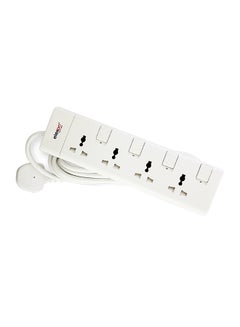 4-Way Power Extension Socket Adapter White 5meter