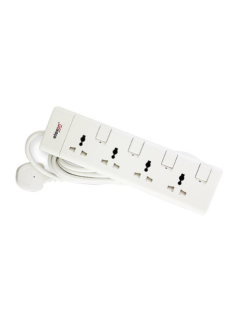 4-Way Power Extension Socket Adapter White 5meter