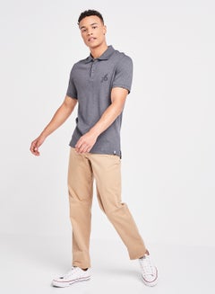 JOCKEY Classic Design Short Sleeve Polo T-Shirt Charcoal Melange  - Image 3
