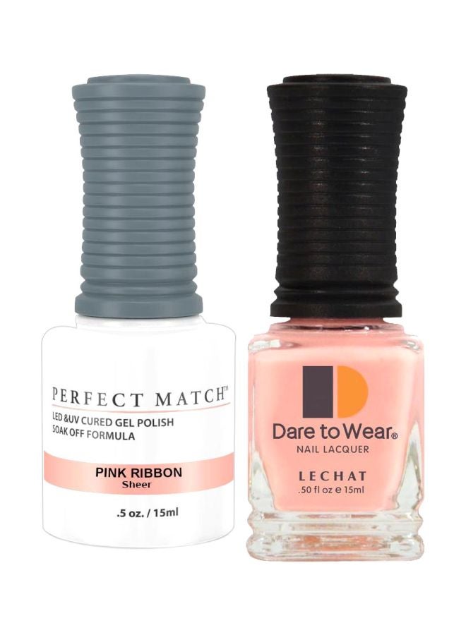 Lechat Dare To Wear Gelish Nail Polish With Perfect Match Soak Off Formula Pink Ribbon - Image 1