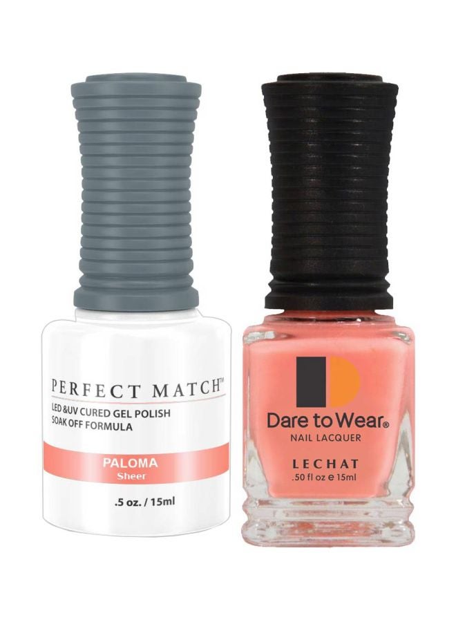 Lechat 2-Piece Dare To Wear Nail Lacquer With Perfect Match UV Cured Gel Polish Set Paloma Sheer - Image 1