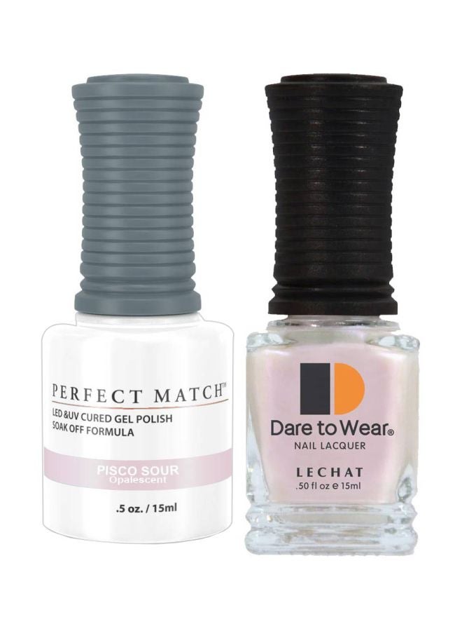 Lechat 2-Piece Dare To Wear Nail Lacquer With Perfect Match UV Cured Gel Polish Set Pisco Sour - Image 1