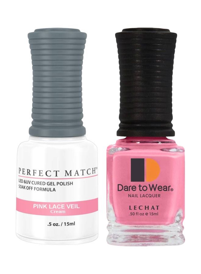 Lechat Dare To Wear Gelish Nail Polish With Perfect Match Soak Off Formula Pink Lace Veil - Image 1