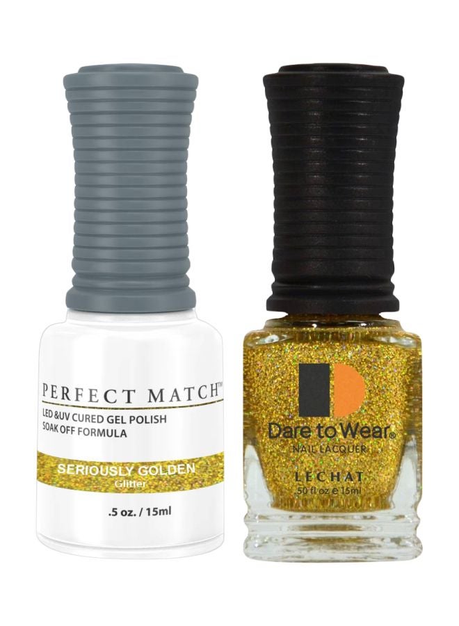 Lechat Dare To Wear Gelish Nail Polish With Perfect Match Soak Off Formula Seriously Golden - Image 1