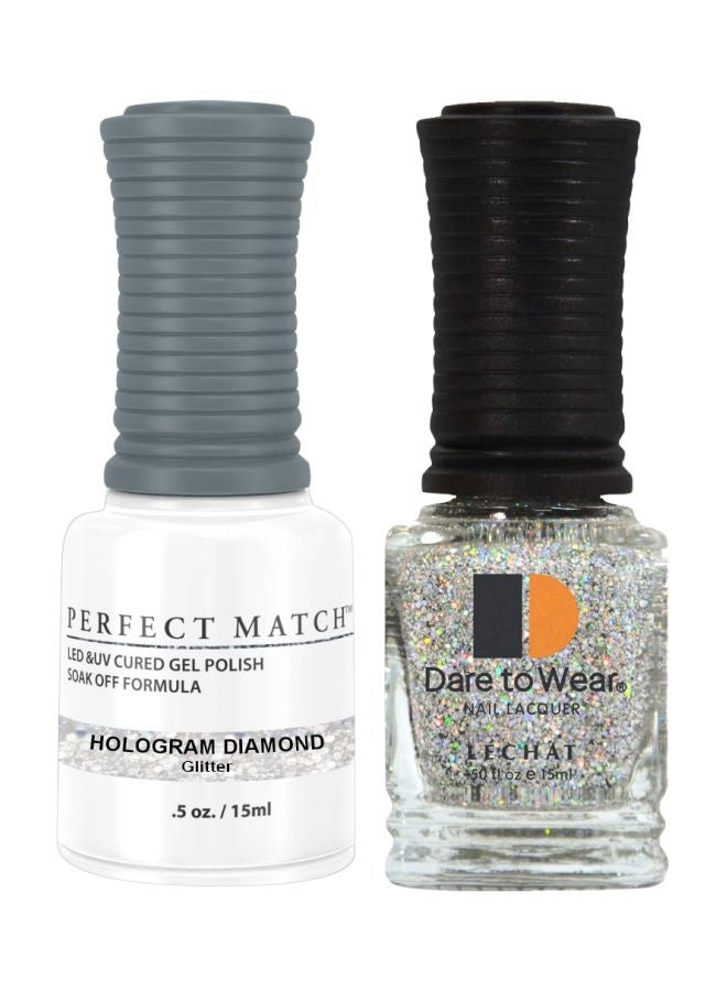 Lechat Dare To Wear Nail Lacquer With Perfect Match Soak Off Formula Hologram Diamond - Image 1