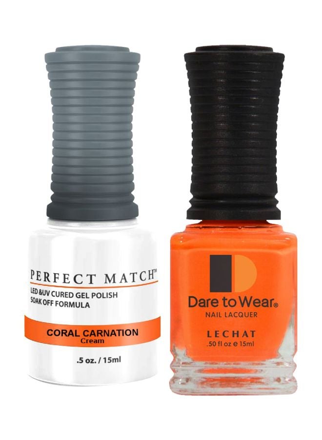 Lechat Dare To Wear Nail Lacquer With Perfect Match Soak Off Formula Coral Carnation - Image 1