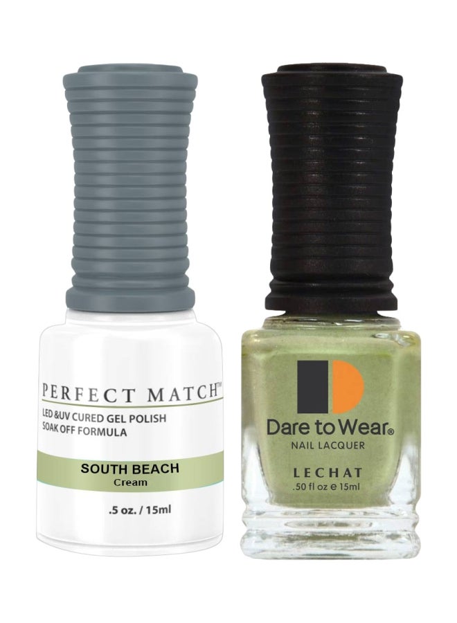 Lechat 2-Piece Perfect Match UV Gel Polish With Dare To Wear Nail Lacquer Set South Beach/Sage Green - Image 1