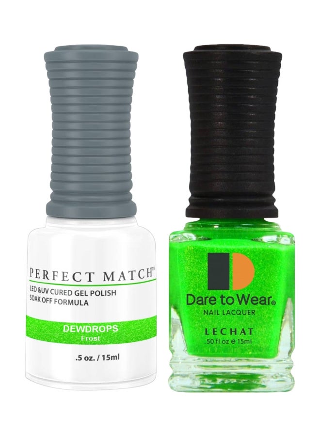 Lechat 2-Piece Perfect Match UV Gel Polish With Dare To Wear Nail Lacquer Set Dewdrops/Lime Green - Image 1