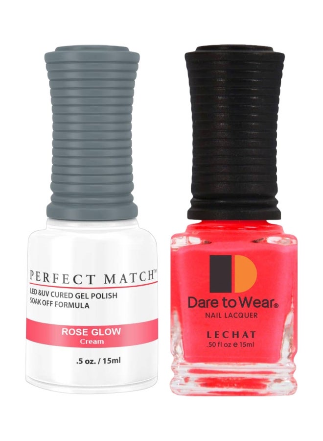 Lechat 2-Piece Perfect Match UV Gel Polish With Dare To Wear Nail Lacquer Set Rose Glow/Neon Strawberry - Image 1