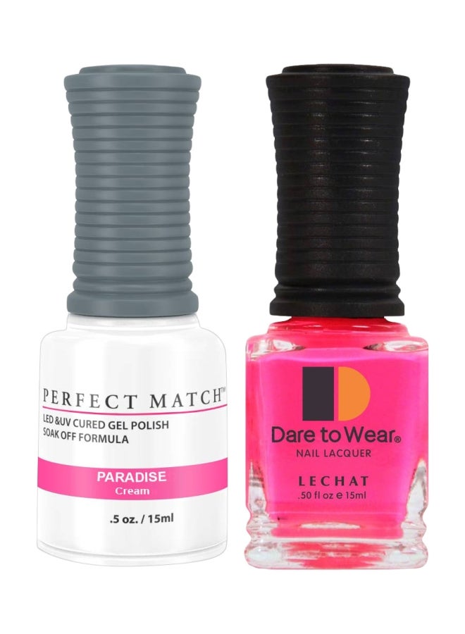 Lechat 2-Piece Perfect Match UV Gel Polish With Dare To Wear Nail Lacquer Set Paradise/Bright Electric Pink - Image 1