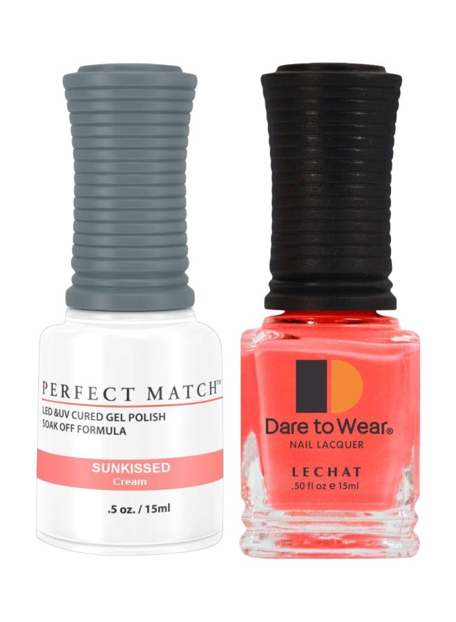 Lechat 2-Piece Perfect Match UV Gel Polish With Dare To Wear Nail Lacquer Set Sunkissed/Splashy Neon Pink Orange - Image 1