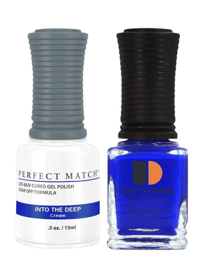 Lechat 2-Piece Perfect Match UV Gel Polish With Dare To Wear Nail Lacquer Set Into The Deep/Electric Blue - Image 1