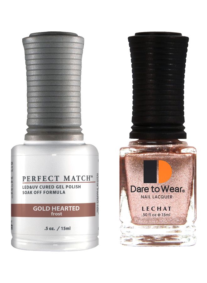 Lechat 2-Piece Perfect Match Gel Polish With Dare To Wear Nail Lacquer Set Gold Hearted - Image 1