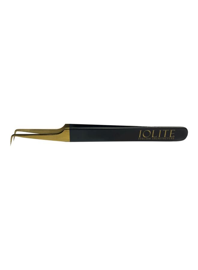 IOLITE Eyelash Architecture L Shaped Tweezer Black/Gold - Image 1