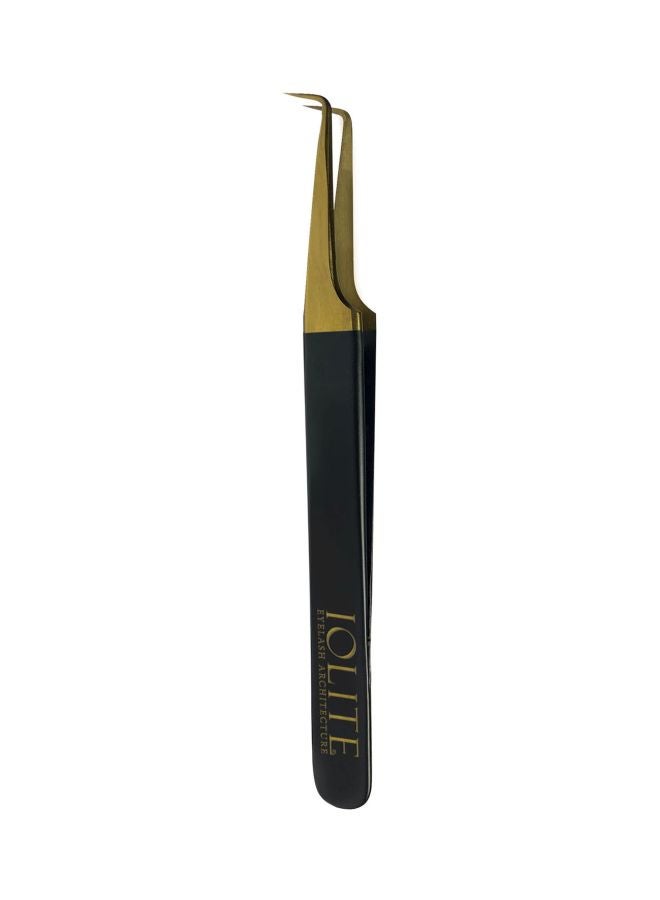 IOLITE Eyelash Architecture L Shaped Tweezer Black/Gold - Image 2