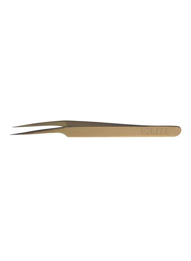 IOLITE Eyelash Architecture Straight Curved Tweezer Gold - Image 1