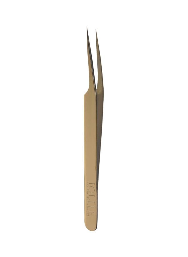 IOLITE Eyelash Architecture Straight Curved Tweezer Gold - Image 2
