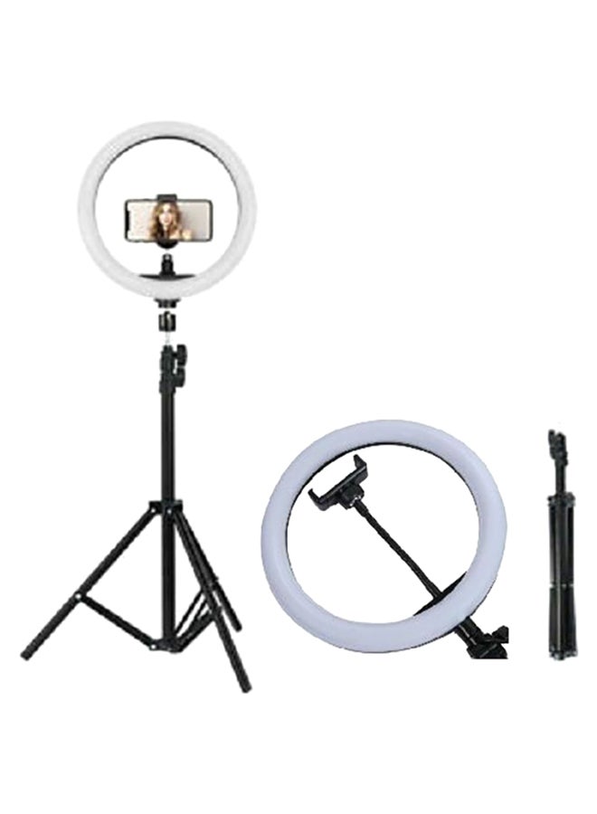 Generic 2-Piece Tripod Stand Set With Ring Light Black/White  - Image 2