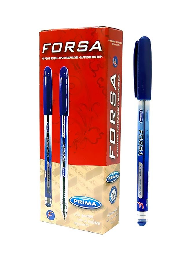 بريما مجموعة أقلام فورسا برأس كروي من 12 قطعة أزرق/ شفاف/ فضي