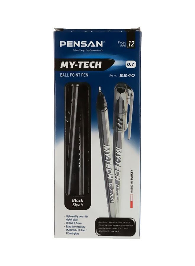 بينسان طقم أقلام حبر جاف ماي تيك من 12 قطعة شفاف/ أسود - Image 1